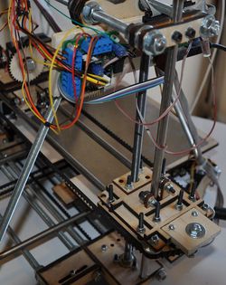 Guy Pommares didn't like the default RepRap electronics mounting board, so he made a different one. (I kinda like it!)