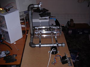 A side view of the frame with axis attached