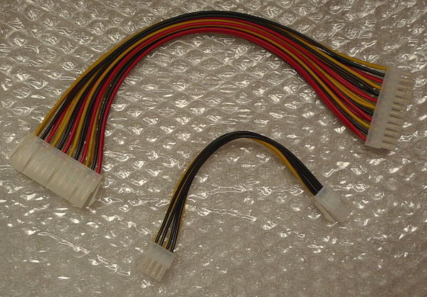 A pair of cables needed to adapt an ATX PSU for Reprap use.
